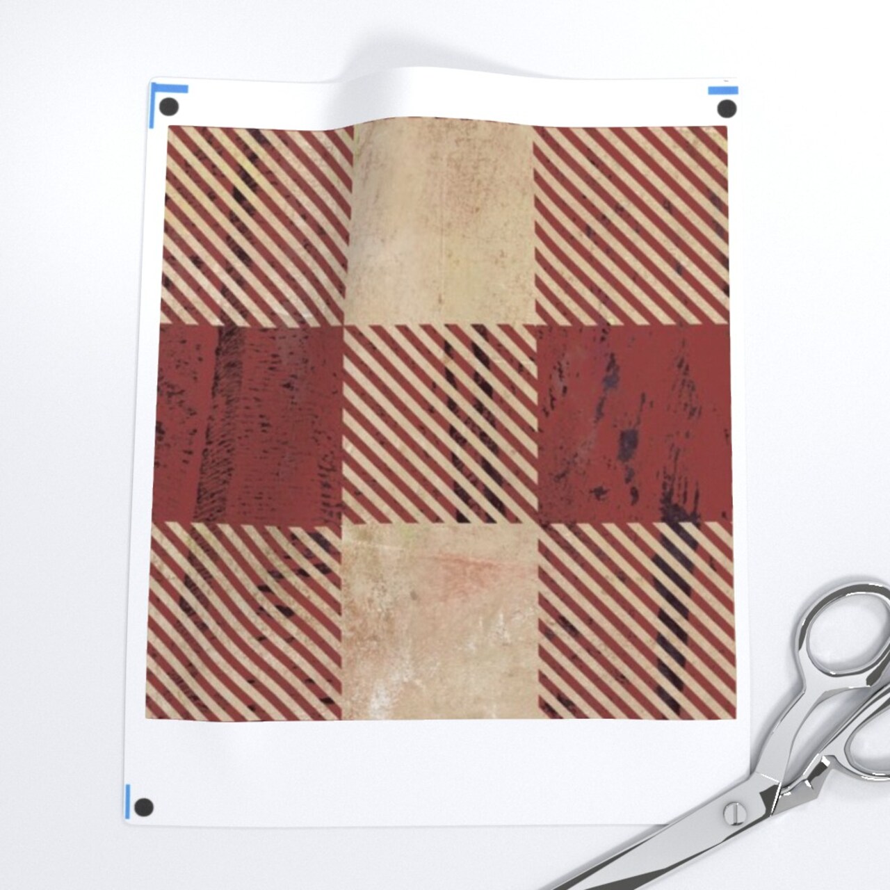 Rustic Plaid Earthy Brick Red Buffalo Plaid Weathered Look Distressed Red Plaid Custom Printed Fabric by Spoonflower Various Fabrics by the Yard or Fat Quarter